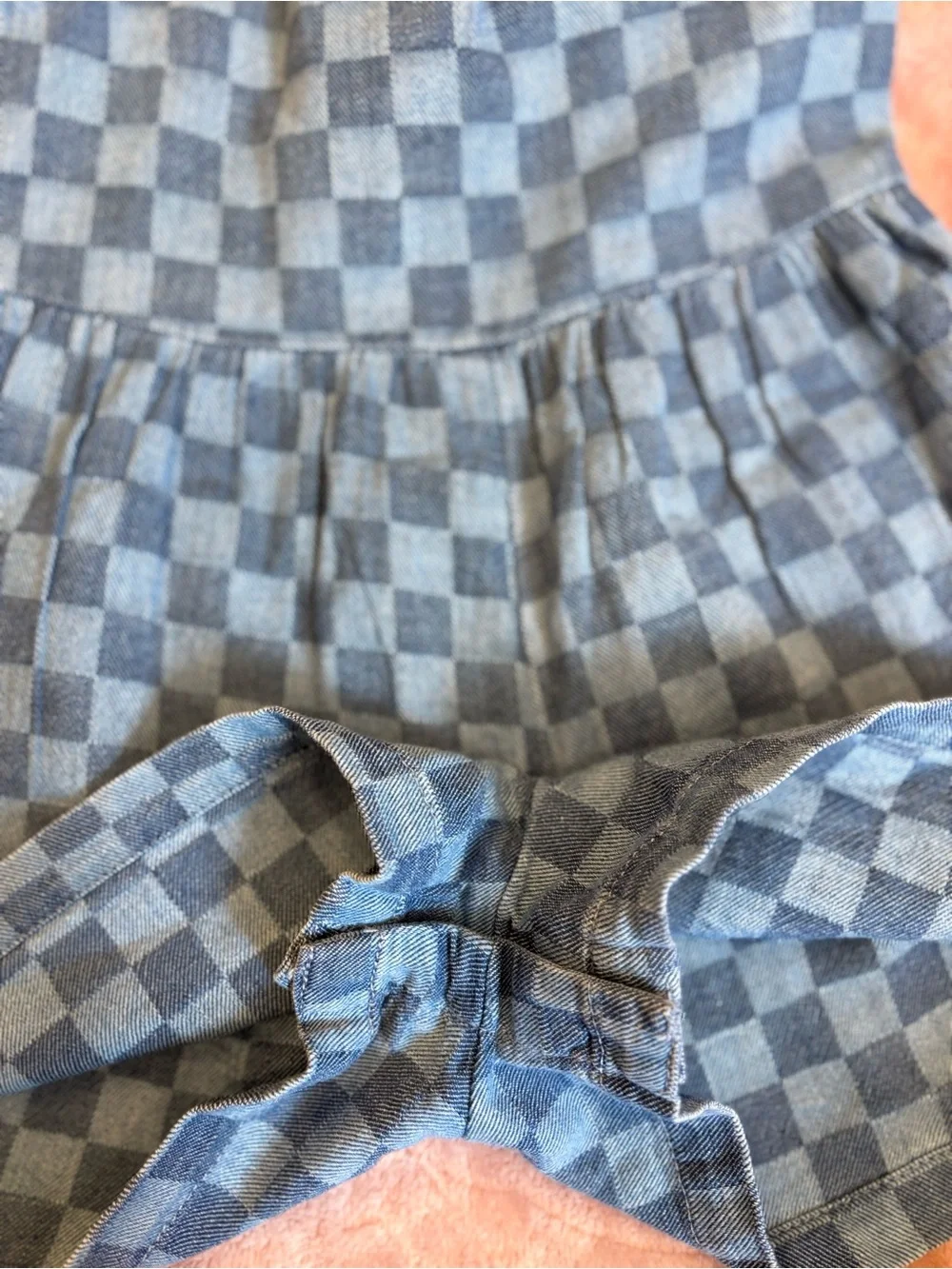 Old Navy Oversized Sleeveless Chambray Denim Checker Romper Toddler Girl 2T NWOT